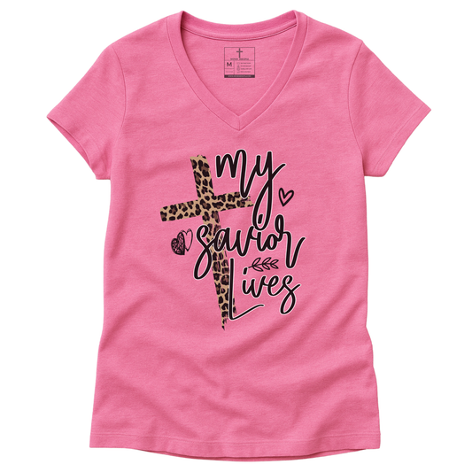 MY SAVIOR LIVES V-NECK TEE